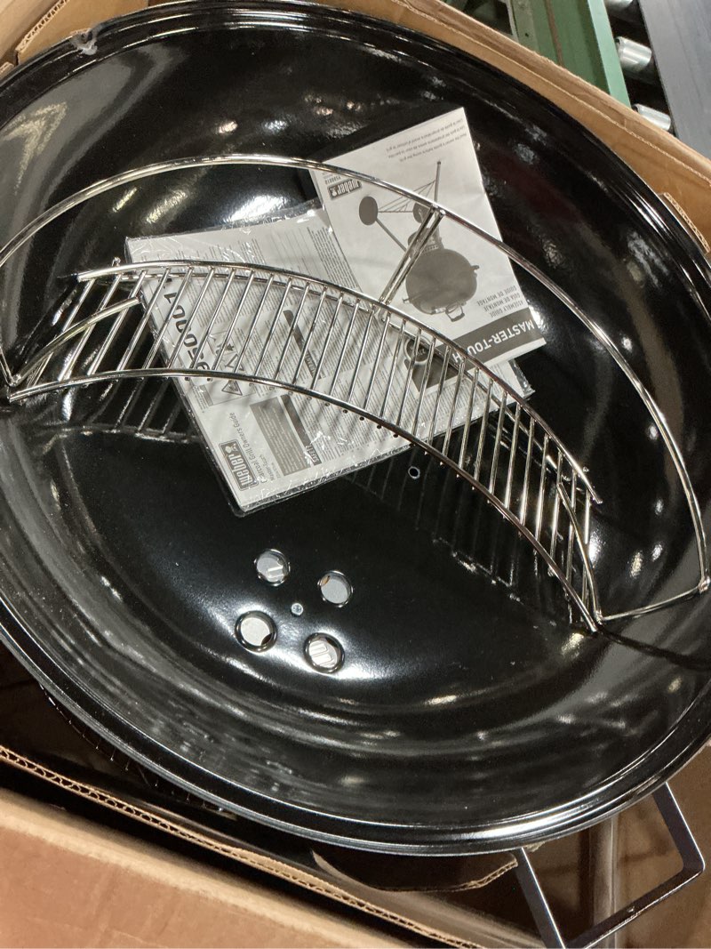 Condition photo showing Good Condition for weber master-touch charcoal grill, 22-inch, slate blue – premium outdoor bbq grill with tuck-away lid holder & one?touch™ cleaning system, porcelain?enameled kettle slate blue grill only