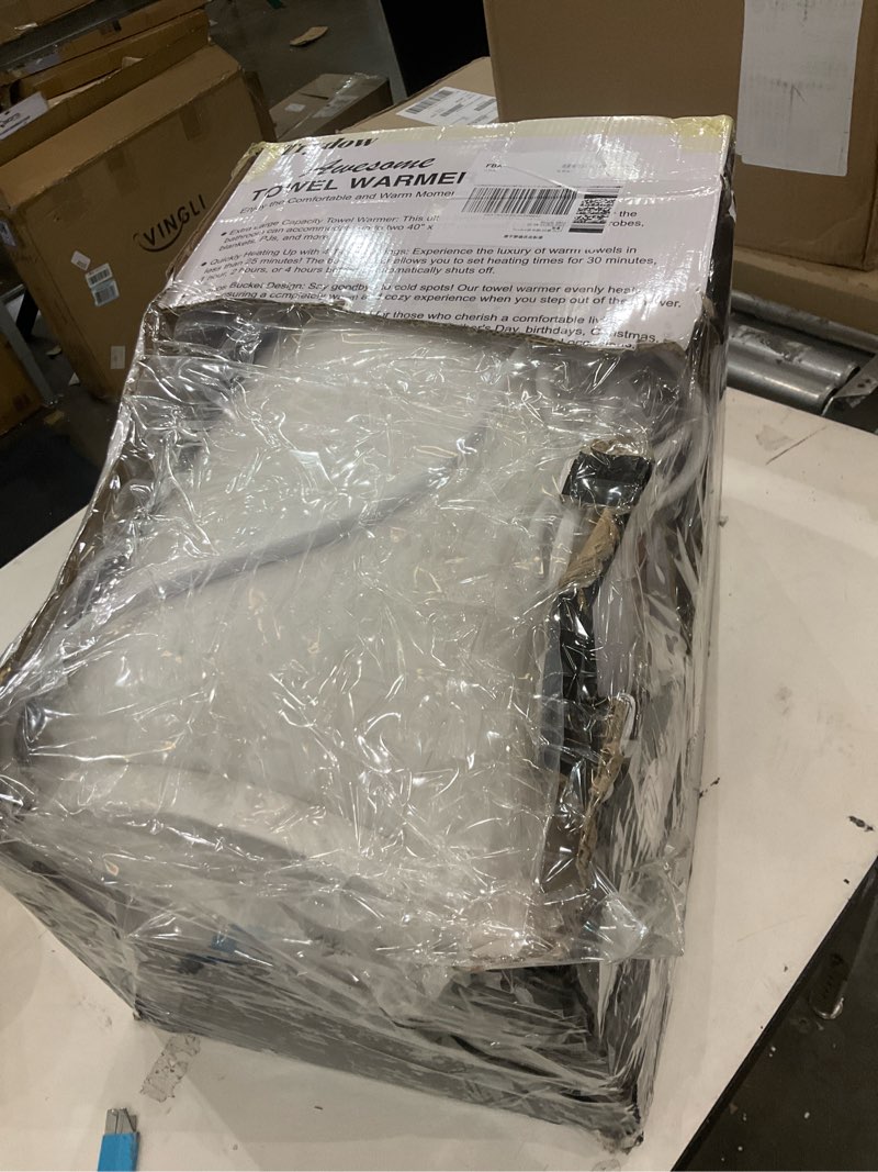 Condition photo showing As Is for Ultra Large Capacity Towel Warmer Bucket, Rapid Heating with Timer, One-Button Control, Safety Lock, Perfect for Home and Spa White