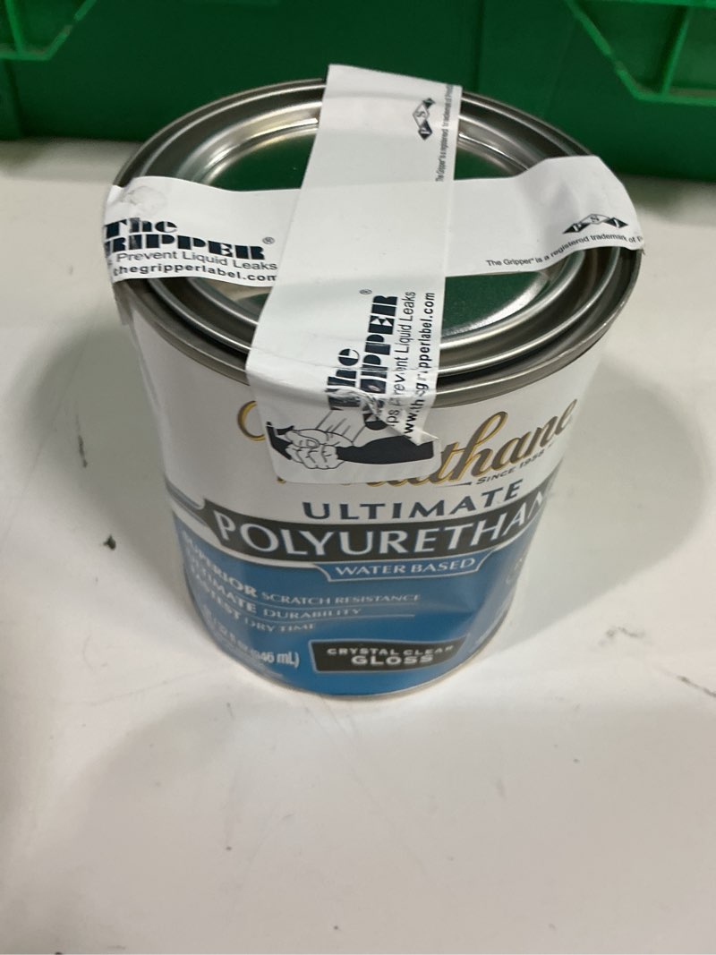 Condition photo showing New/Like New for varathane water-based crystal-clear ultimate polyurethane | interior wood protection | fast dry time | easy clean up | gloss | quart 1 quart (pack of 1) gloss brush