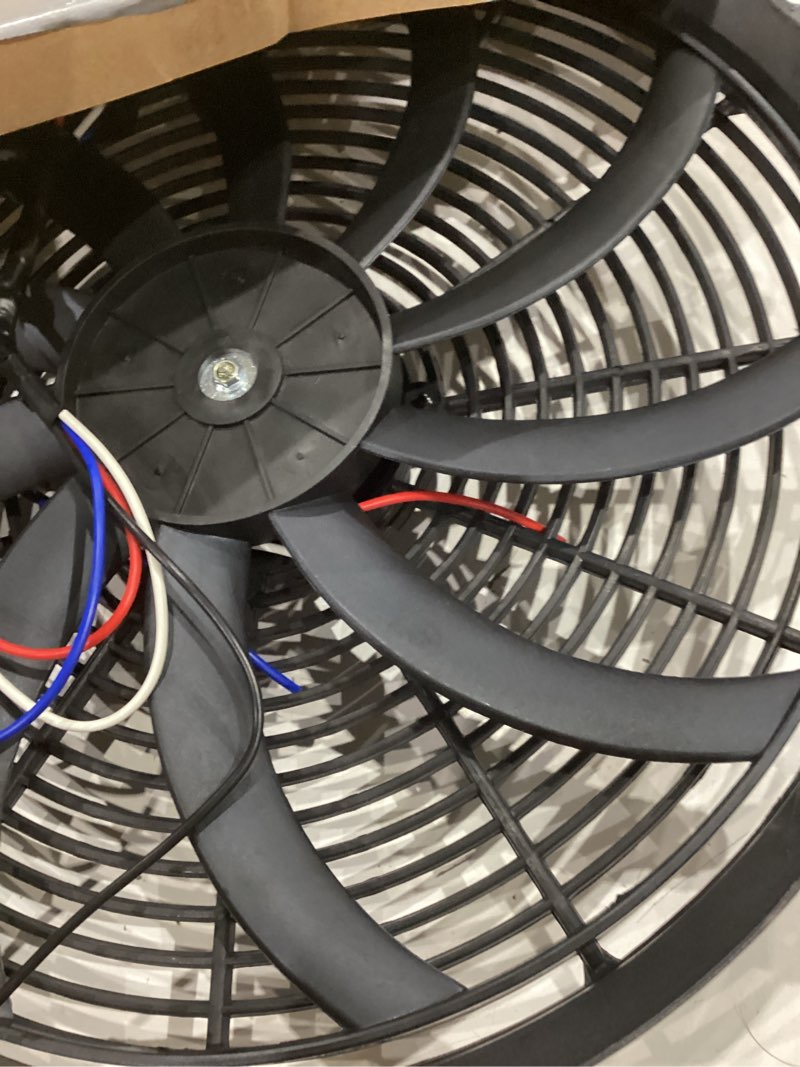 Condition photo showing As Is for blackhorse-racing 16" 16 inch electric radiator fan high 3000 + cfm thermostat wiring switch relay kit black