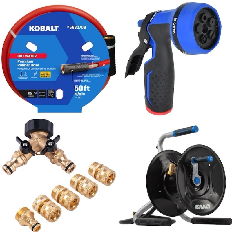 Kobalt Kobalt Hot Water Hose 5/8-in x 50-Feet Rubber Red Coiled Hose and Accessories