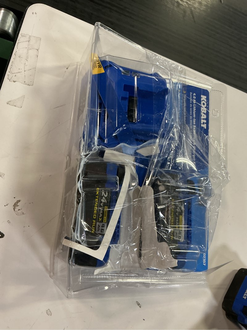 Condition photo showing As Is for Kobalt 24 -Volt 2 -Pack Lithium-ion ( 4.0 Ah 4.0 Ah Battery and Charger )