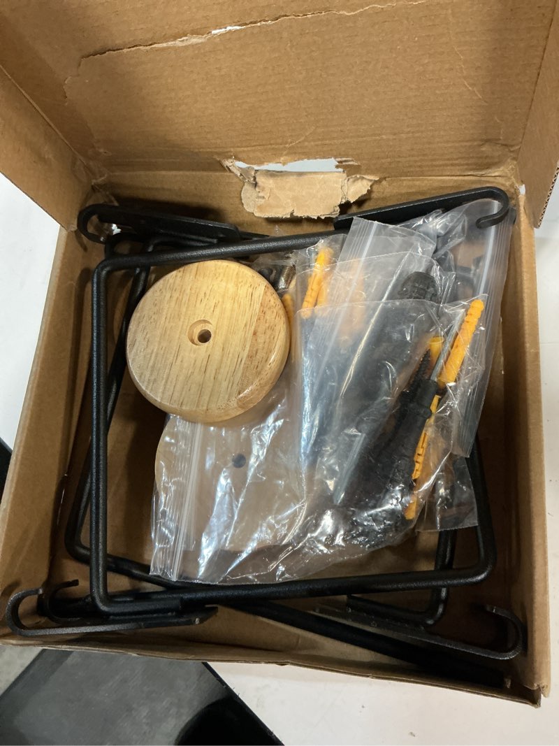 Condition photo showing Good Condition for helmet holder wall mount 4 pack helmet stand for motorcycle bike or sports gear, cowboy hat rack wig storage with hooks for coats, keys, bags