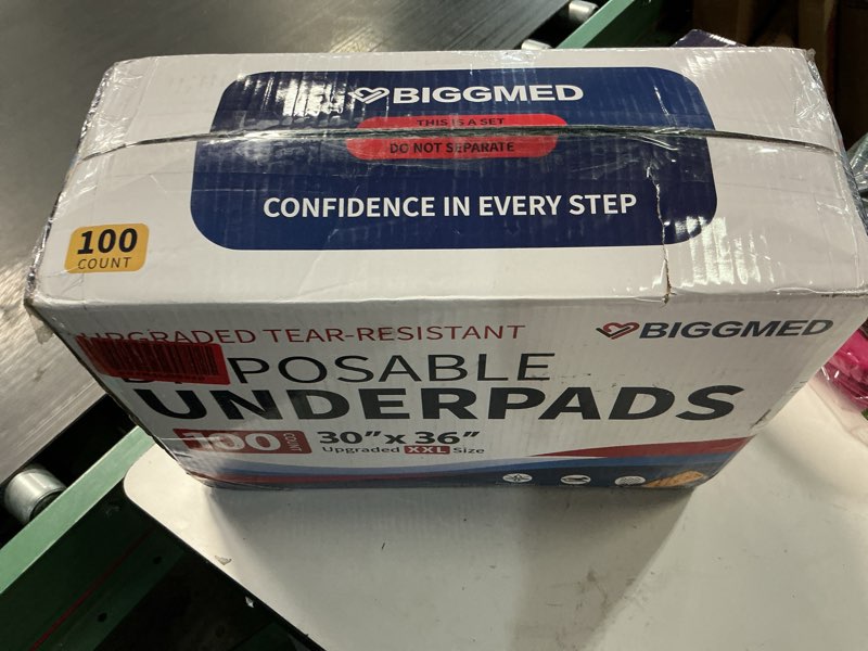 Condition photo showing New/Like New for BIGGMED Tear-Resistant Disposable Bed Pads 30" x 36" 100 Count Absorbent Underpads, Chux Thicker Extra Large Incontinence Bed Pads, Pee Pads for Adults, Kids, Elderly, Pets 30"x36"-100Count-Tear-Resistant