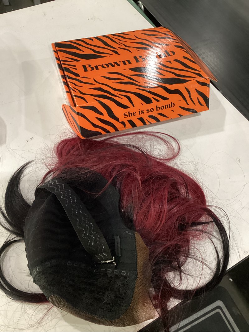 Condition photo showing As Is for Red and black ombre glueless wig
