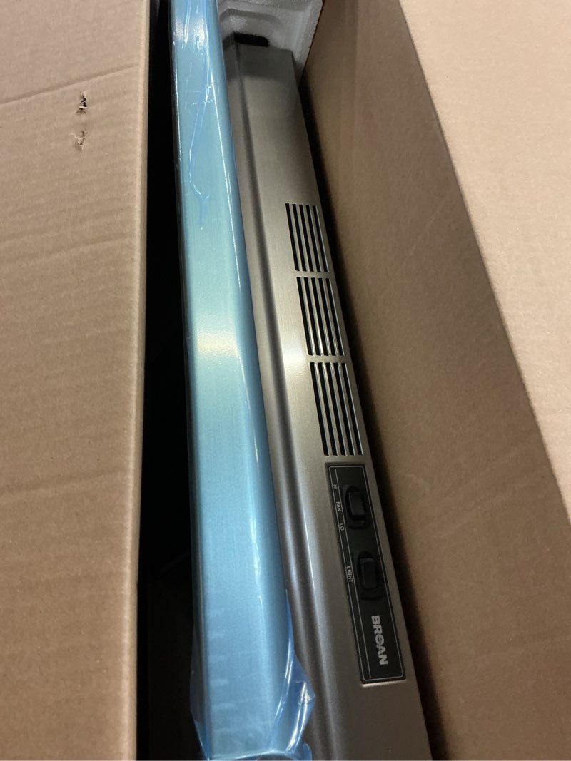 Condition photo showing As Is for (incomplete )broan 30-in ductless 50-cfm fingerprint resistant stainless-steel finish under cabinet range hood with charcoal filter