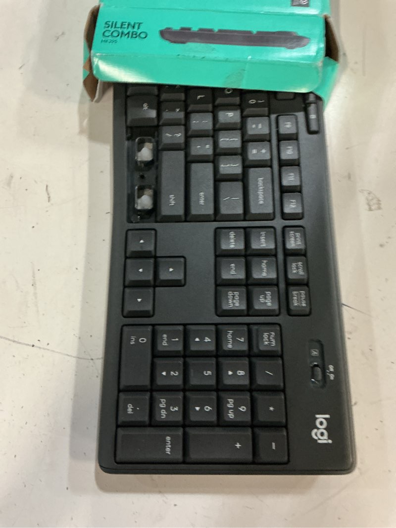 Condition photo showing As Is for logitech mk295 wireless mouse & keyboard combo with silenttouch technology, full numpad, advanced optical tracking, lag-free wireless, 90% less noise - graphite