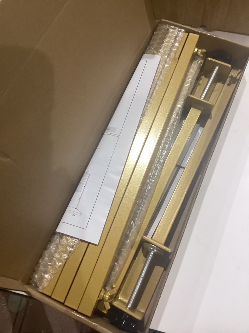 Condition photo showing Good Condition for over the table rod stand with clamps adjustable 13''-42'' tall 29"-98" length gold table arch hanging for wedding birthday party halloween christmas decoration 1 gold