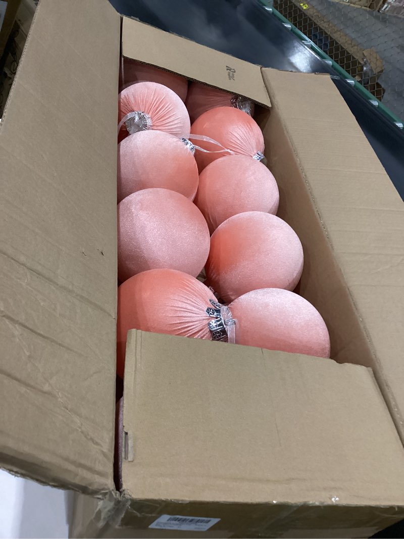 Condition photo showing Good Condition for 12 Pcs Jumbo Pink Velvet Christmas Balls Ornaments Bulk 6 Inch Extra Large Flocked Christmas Tree Ornaments Xmas Bulbs Decorations Giant Hanging for Outdoor Indoor Xmas Home Party