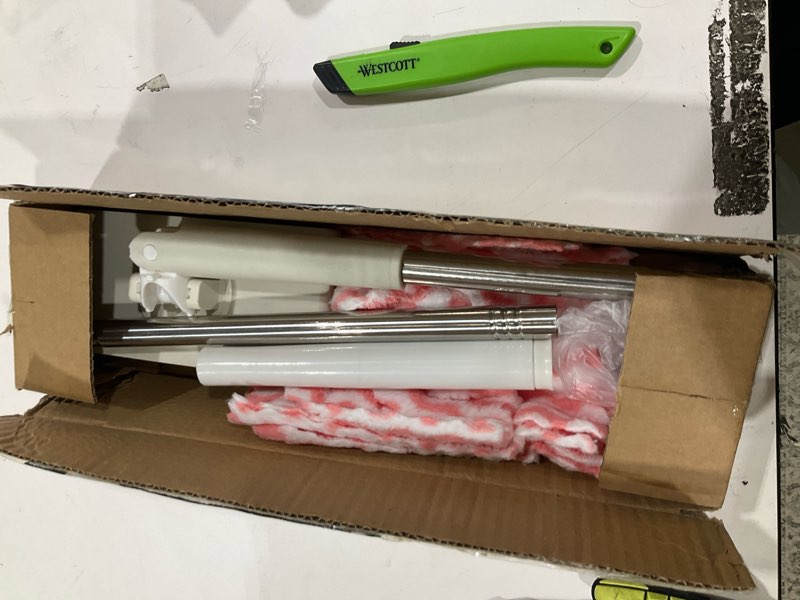 Condition photo showing As Is for Snap Grip Mini Mop,Cloth Changing Mini Mop,360 Rotating Wet Dry for Whole House Cleaning,Foldable 70cm Retractable Long Handle Mopping Stick (White,1*p+6*Cloth)