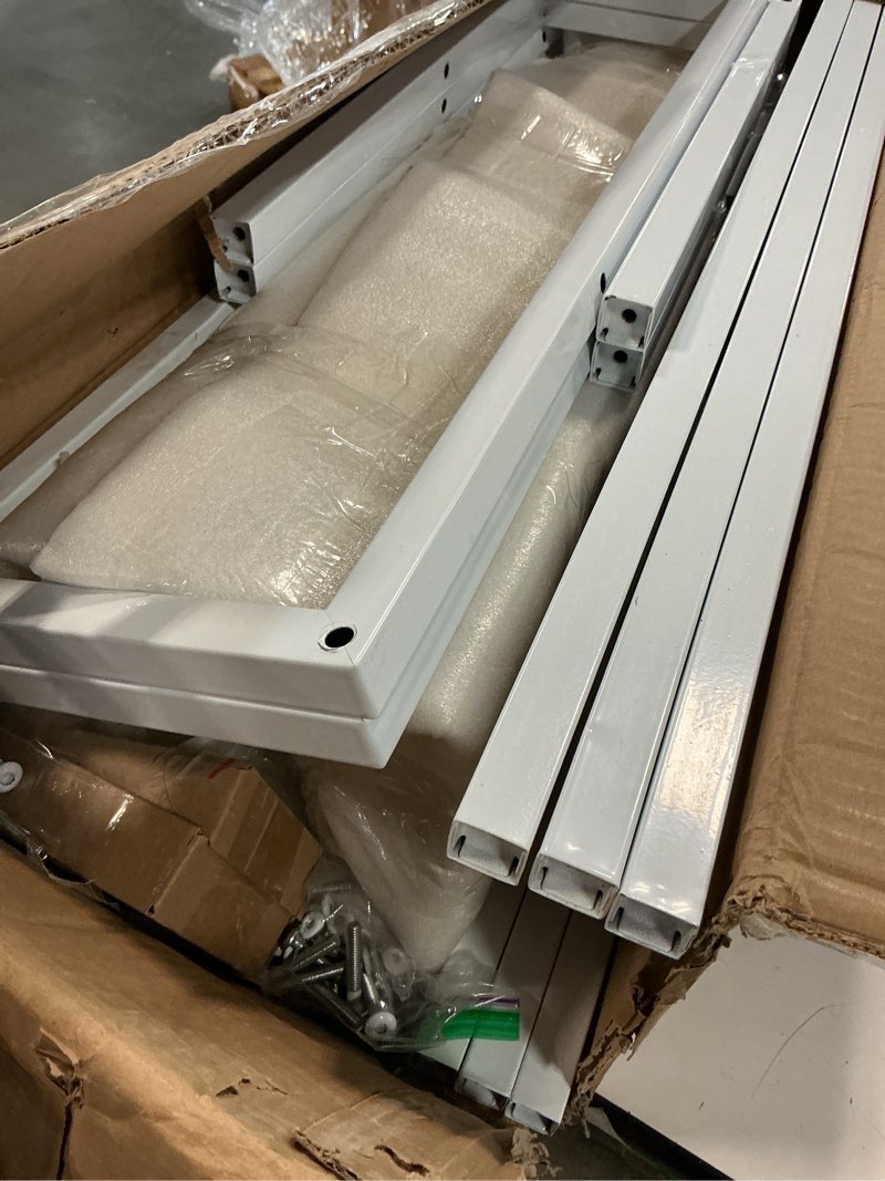 Condition photo showing As Is for Asee'm Flower Display Stand With 12PCS Buckets 3 Tier Flower Cart Display Stand with Wheels Heavy Duty Moving Metal Plant Stand Flower Bar Flower Rack for Florist Indoor Outdoor Patio Garden White 37"L x 23.62"W x 31.5"H White