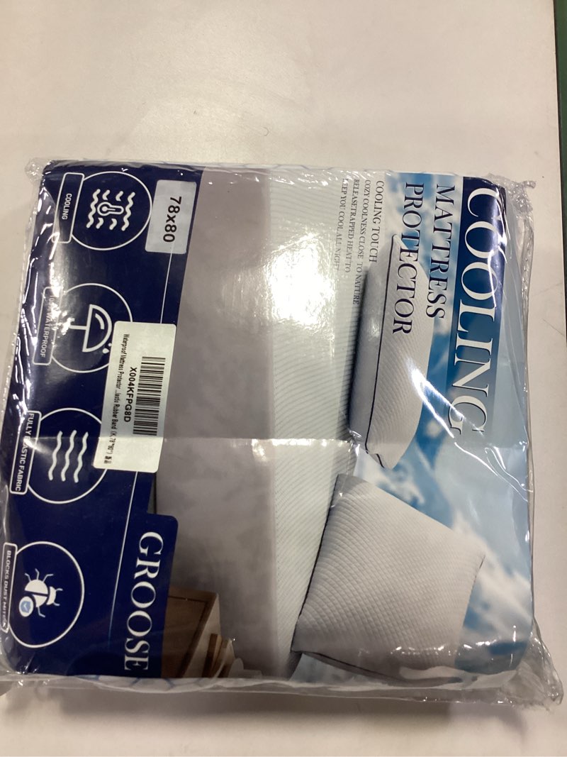 Condition photo showing New/Like New for Cooling Mattress Protector King, Waterproof Fitted Sheet Elasticized Mattress Pad Cover 8"-21" Deep Pocket Mattress Cover with Elastic Rubber Band?K, 78"×80"? White King?78"×80"?