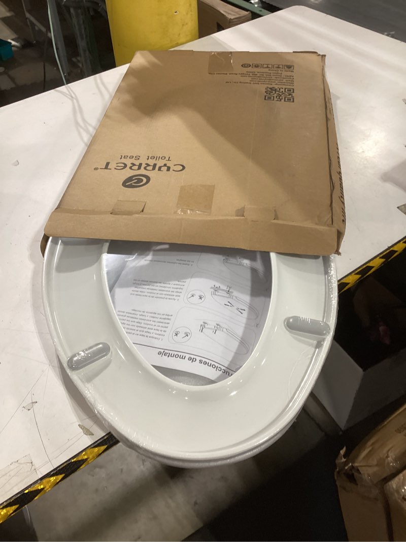 Condition photo showing New/Like New for cyrret elongated toilet seat slow close, easy to install and clean, durable plastic, white, replacement toilet seats, fits standard elongated, obling or oval toilets