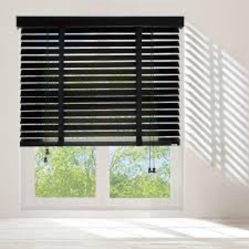 2" Slats Wood Blinds for Indoor Windows: Solid Wooden Blackout Blinds & Shades,Black Out Privacy Hor