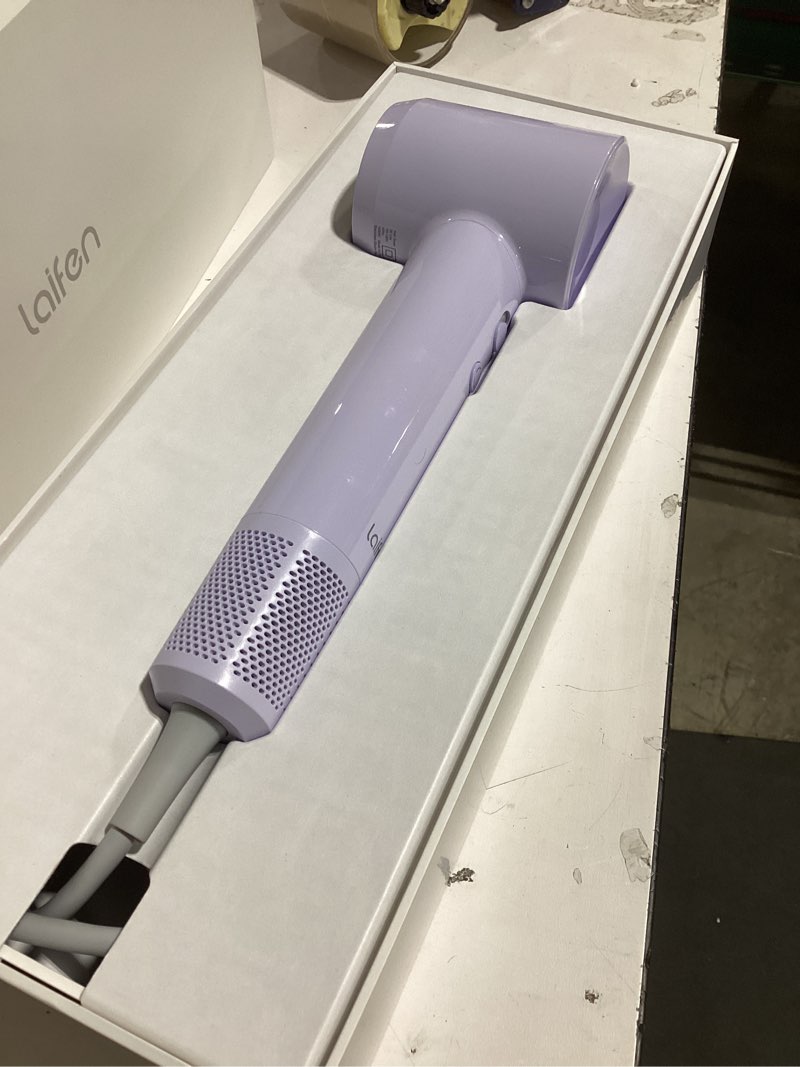 Condition photo showing Good Condition for Laifen SE Lite Hair Dryer, Negative Ionic Blow Dryer with 100,000 RPM Brushless Motor for Fast Drying, High-Speed Low Noise Thermo-Control Hairdryer with Lightweight Design for Home/Portable Travel Matt Purple 1 Nozzle