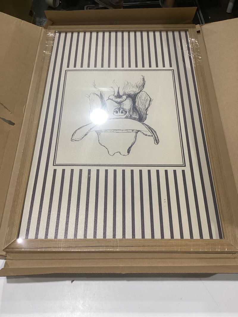 Condition photo showing Good Condition for vintage western cowboy dog wall art cute southwestern dog wall decor painting, retro striped western animal poster canvas print picture for living room bedroom 16x24 inch wood framed 24"l x 16"w western dog b