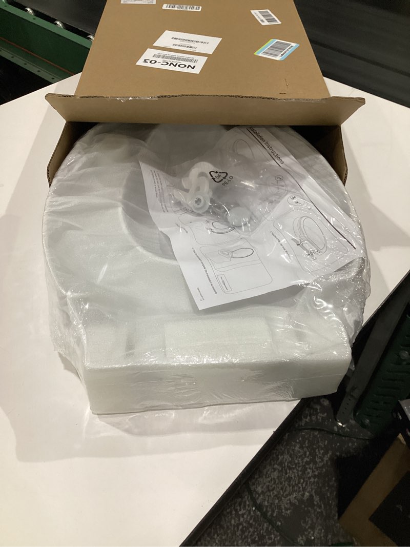 Condition photo showing Good Condition for 3-Inch Elevated Closed Elongated Toilet Seat, Suitable for Seniors and People with Limited Mobility, Slow-Close, Non-Slip, Prevents Shifting, Easy Installation, White (19”)