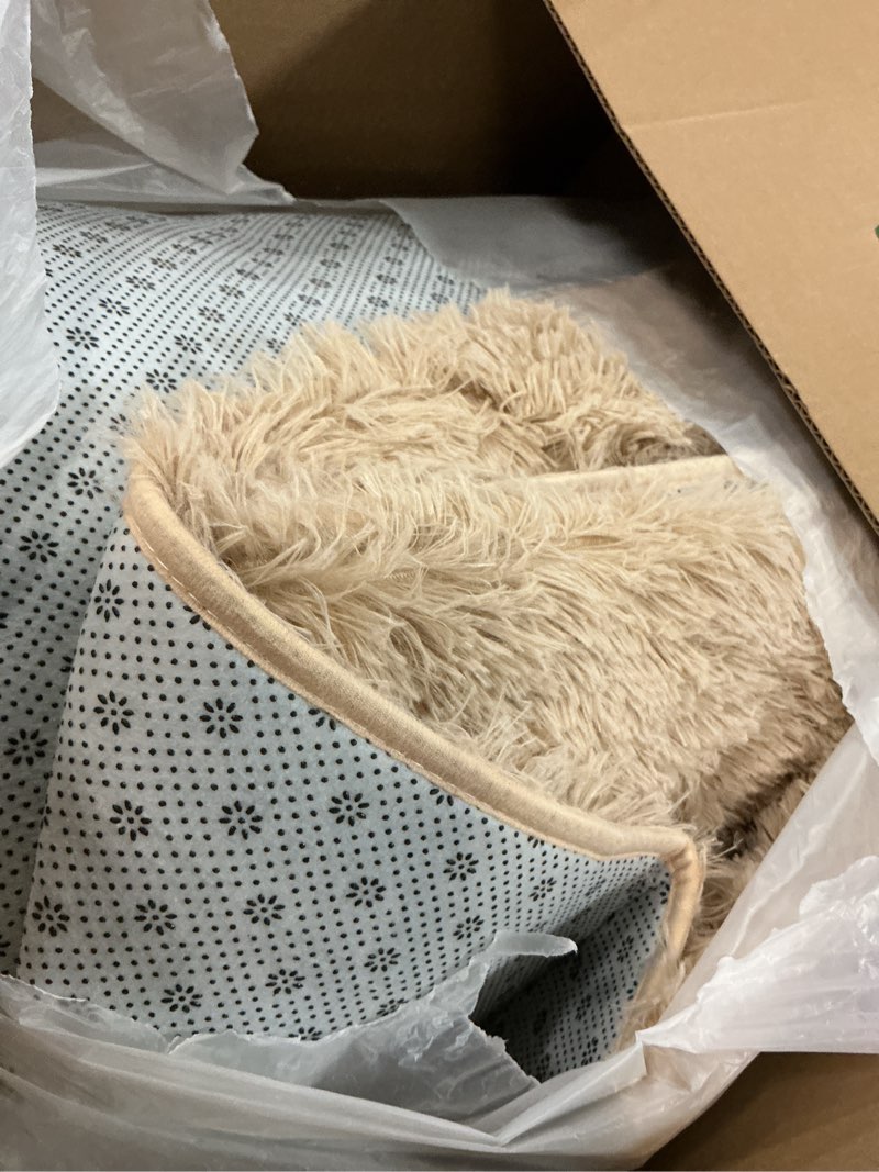 Condition photo showing As Is for YOBATH 5x7 Shag Area Rugs for Bedroom Living Room, Soft Fluffy Fuzzy Shaggy Bedsides Rug, Indoor Floor Carpet for Kids Girls and Boys, Nursery Rooms, Home Decor, Beige 5' x 7' (Rectangular) Beige