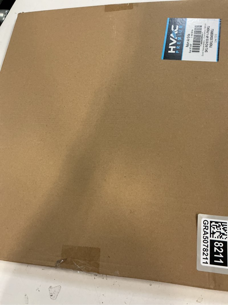 Condition photo showing New/Like New for hvac premium 16'' x 18'' [duct opening] flat stamped steel return air grille - sidewall and ceiling - hvac vent duct cover - white [outer dimensions: 17.75''w x 19.75''h]