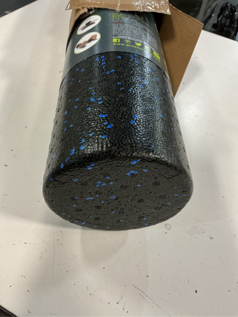 Condition photo showing Good Condition for prosourcefit high density foam rollers 24 - inches long, firm full body athletic massage tool for back stretching, yoga, pilates, post workout muscle recuperation, black/blue black/blue 24"h x 6"d