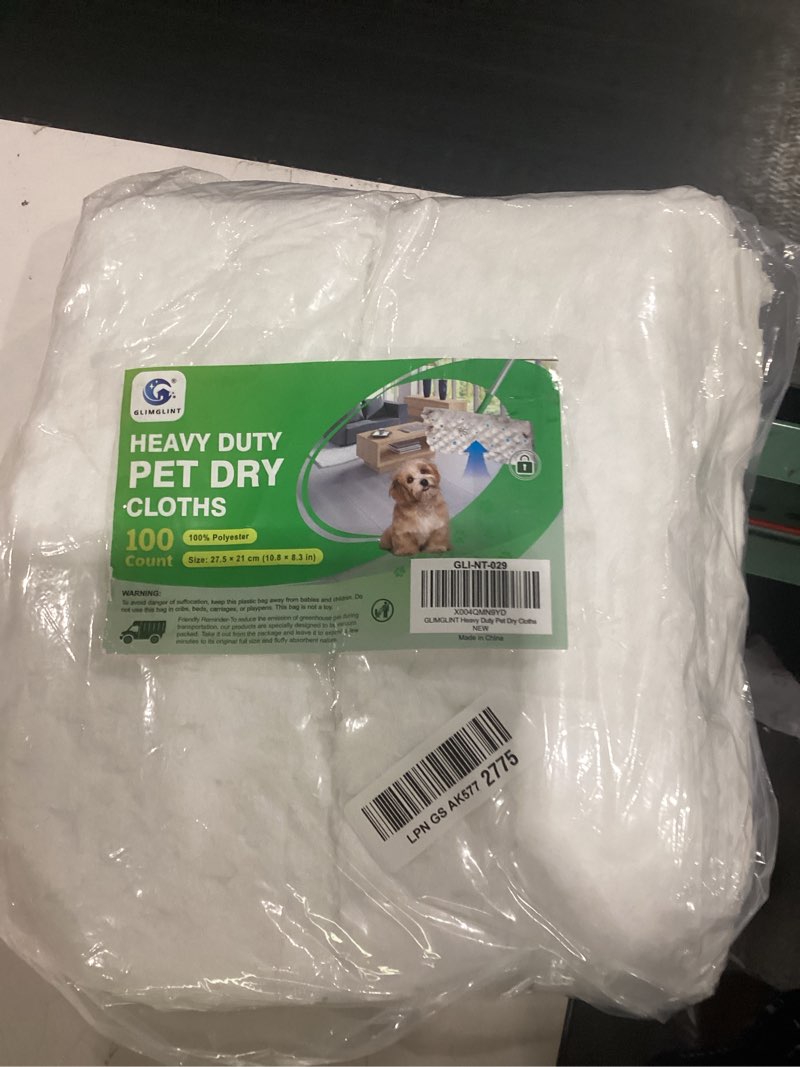Condition photo showing Good Condition for glimglint heavy duty dry sweeping cloths compatible with swiffer sweeper | disposable duster mop pads refills for floor cleaning, pet hair, dust and dirt, dry cloths for wood floors, 100 count