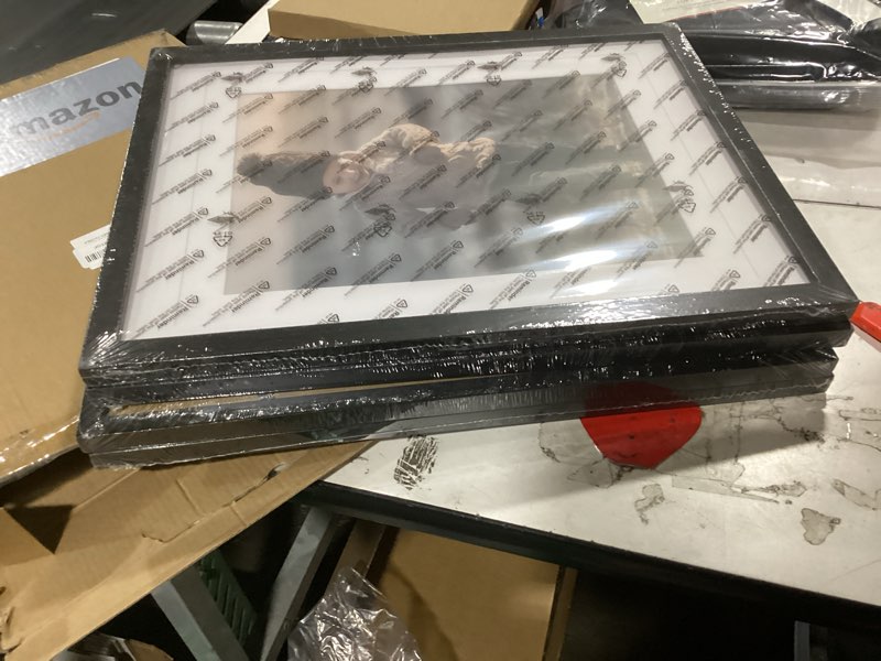 Condition photo showing New/Like New for kinlink 12x16 picture frame black, solid wood frames with acrylic plexiglass for pictures 11x14/9x12 with mat or 12x16 without mat,wall display photo frame, set of 4 black 12x16