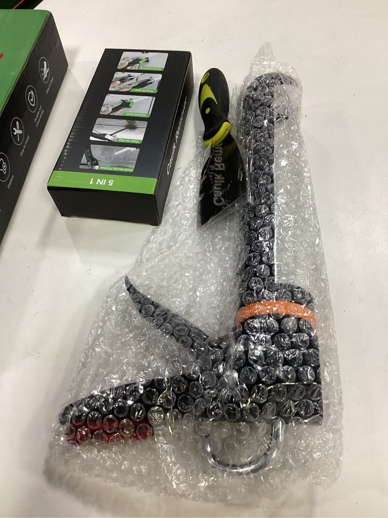 Condition photo showing Good Condition for Professional Caulk Gun Kit with Caulk Remover Tool & Putty Knife - 5 in 1 Caulking Tool Set for Caulking Removal, Shower & Bathroom Caulk, Includes Caulking Gun Tool, Caulk Scraper Tool Spackle Knife