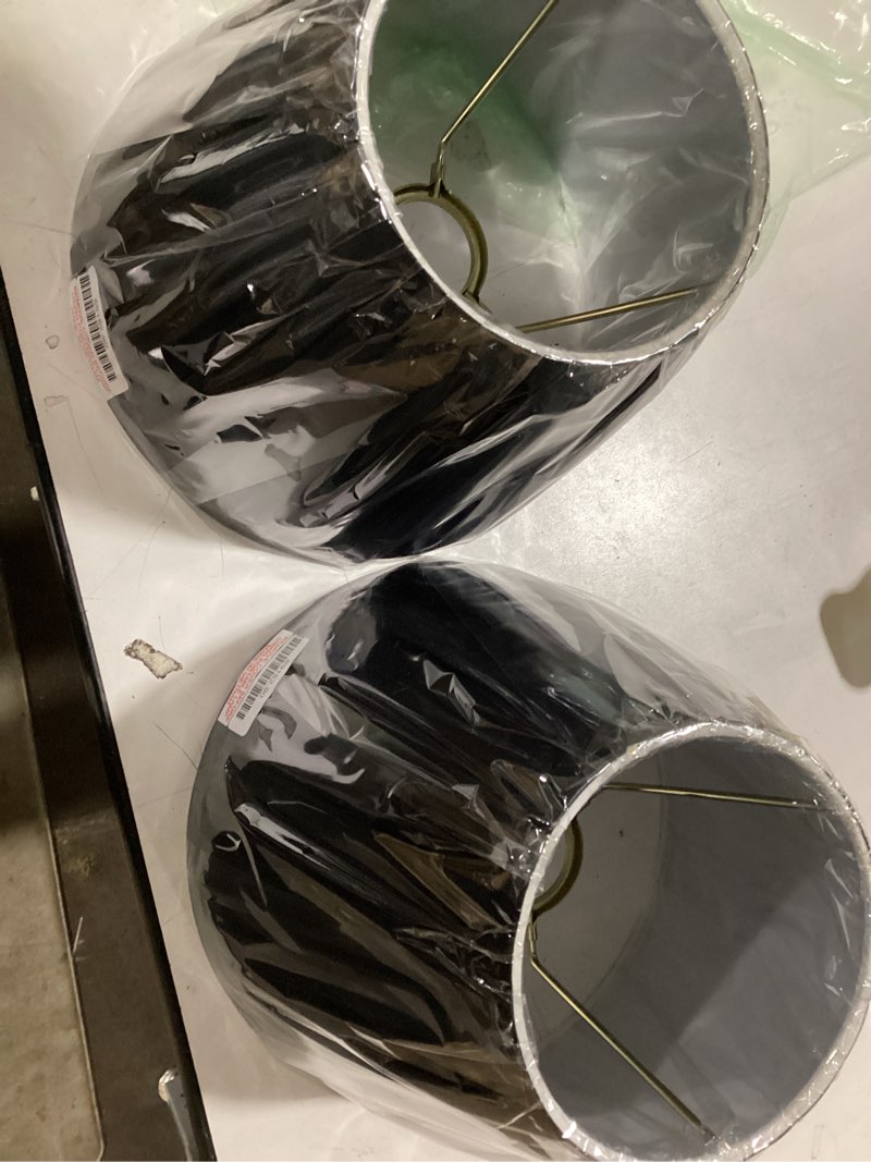 Condition photo showing Good Condition for 2 Aspen Creative 58727A, Empire Uno Lamp Shade, Black, 4\" Top x 9\" Bottom x 6-1/2\" Slant Height, Slip UNO 33mm