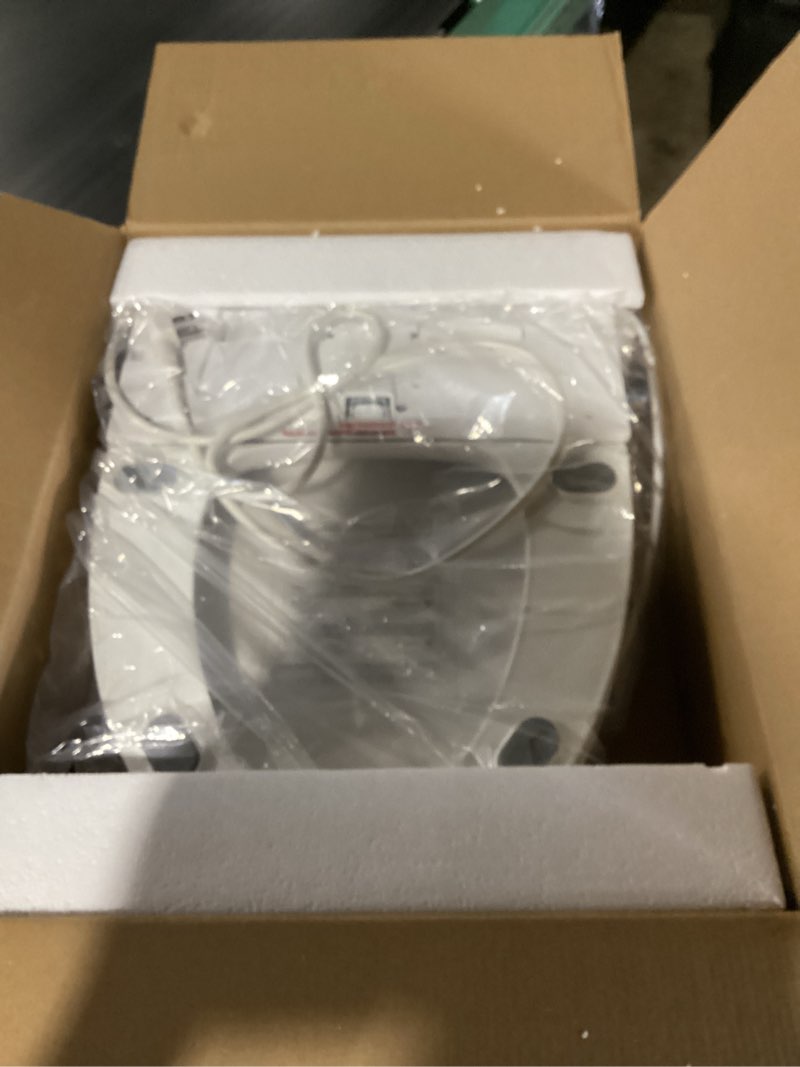 Condition photo showing New/Like New for electric bidet toilet seat, elongated, warm water with air dryer, heated seat and slow close lid, adjustable water temperature, front and rear wash, led nightlight, wireless remote, black, 102