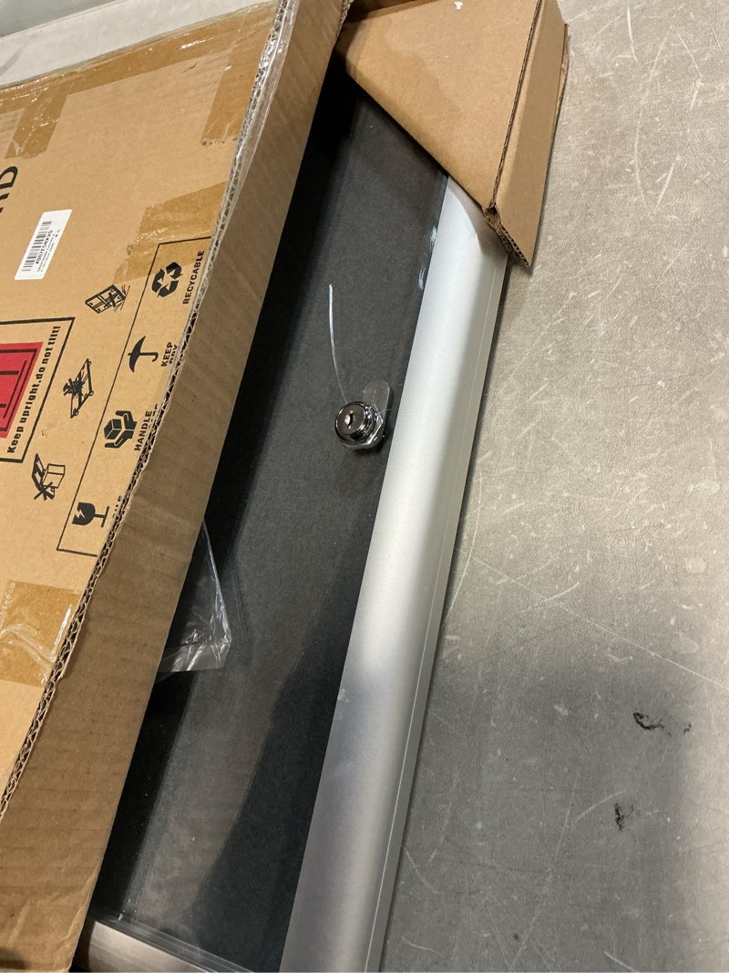 Condition photo showing As Is for SWANCROWN Enclosed Bulletin Board Lockable Noticeboard Case with Aluminium Frame,Grey Felt, 20x14inc