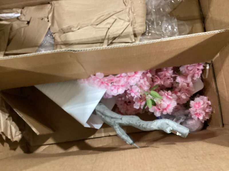 Condition photo showing Good Condition for artificial cherry blossom tree 5ft tall pink fake sakura flowers tree, fake plants indoor decor for spring living room home house entryway bedroom office inside wedding party valentine's day 5ft pink 1