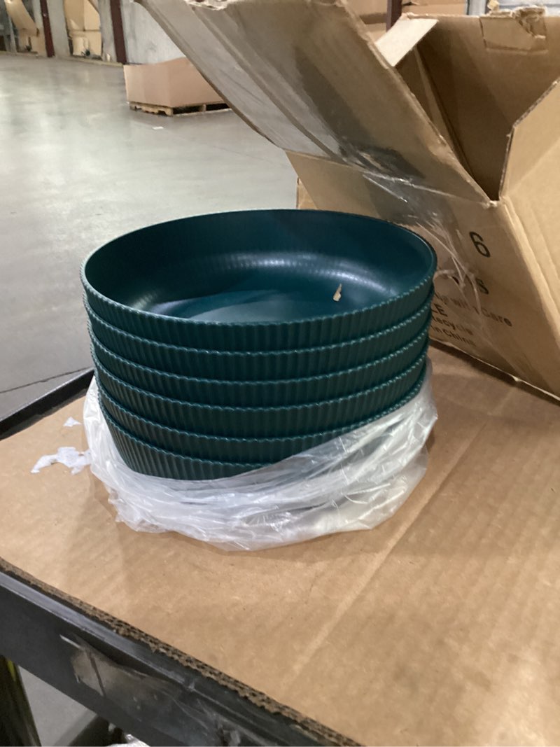 Condition photo showing Good Condition for homquen pasta bowls set of 6, 37oz salad bowls green soup bowls, large pasta serving bowls, unbreakable plastic dinner bowls, dinnerware sets,valentines day gift, dishwasher safe (green)