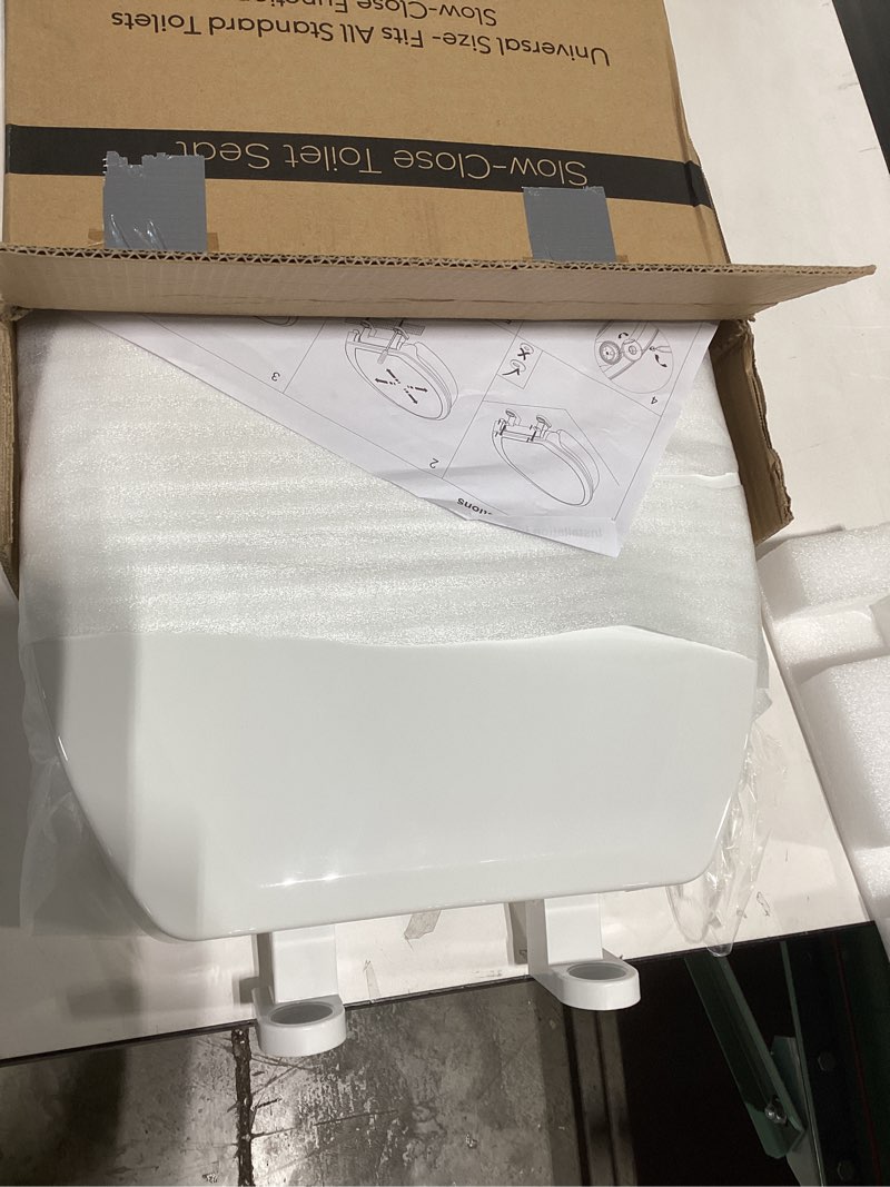 Condition photo showing New/Like New for elevated toilet seat 3 inch, elongated toilet seat risers for seniors, slow close, heavy duty, never loosen, raised toilet seat elongated bowl, white(18.5”)