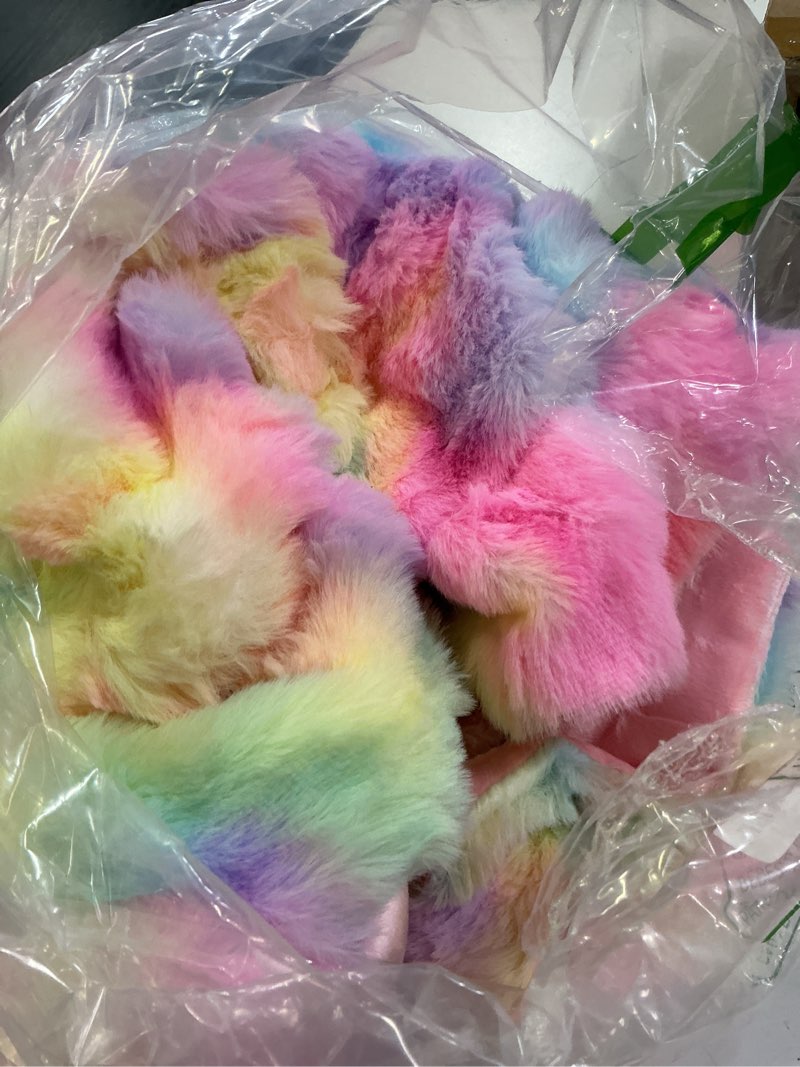 Condition photo showing As Is for liferevo fluffy faux rabbit fur bubble throw, rainbow plush shaggy blanket for couch sofa chair, soft cute tie dye furry blanket adults kids girls, fuzzy throw for bedroom living room, 50x60, rainbow 50" x 60" rainbow