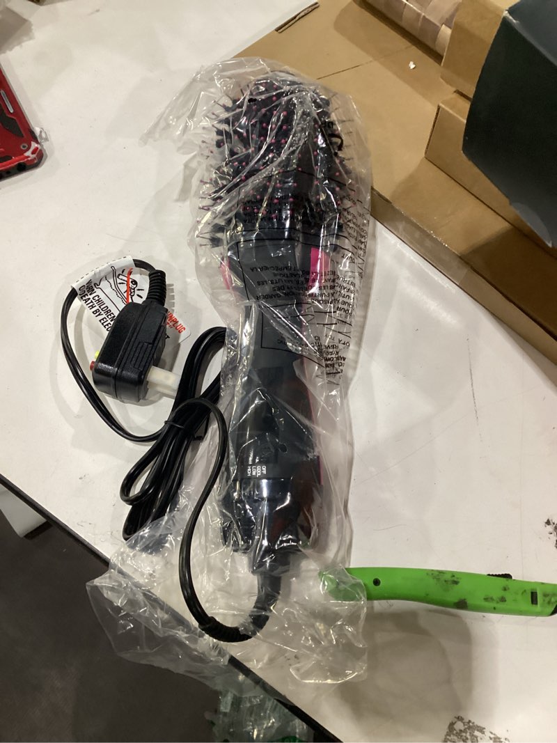 Condition photo showing Good Condition for Product not tested Hair Dryer Brush Blow Dryer Brush in One, Upgraded 4 in 1 Hair Dryer and Styler Volumizer with Negative Ion Anti-frizz Ceramic Titanium Barrel Hot Air Hair Straightener Brush Black/Pink
