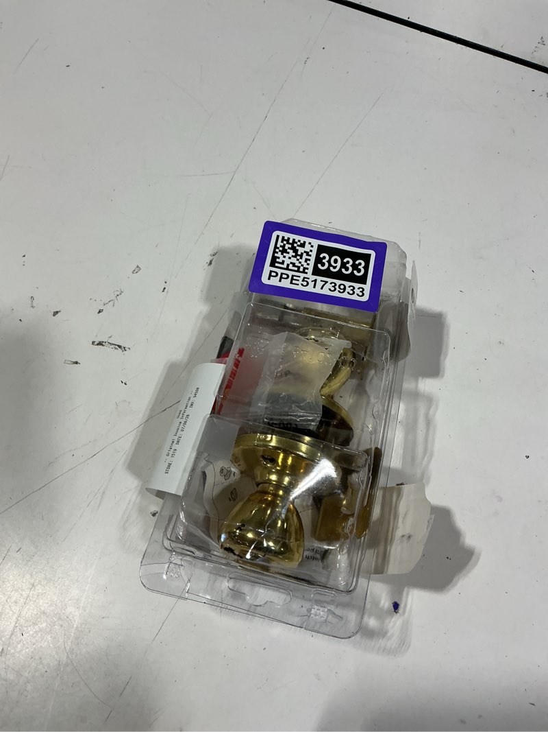 Condition photo showing As Is for kwikset tylo keyed entry door knob in pb