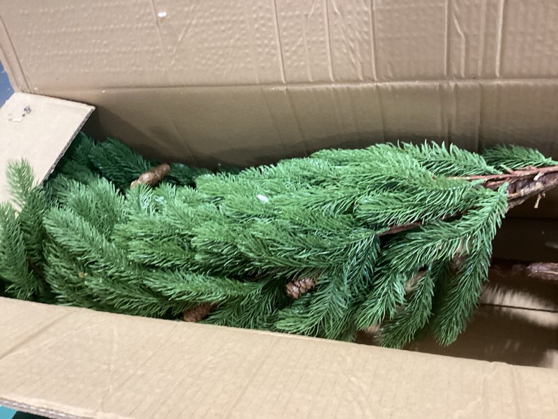 Condition photo showing Good Condition for 5ft artificial norfolk pine tree 1-pack, real touch faux potted plants in black pot, fake christmas greenery for indoor outdoor front porch, entryway, year-round home decor & housewarming gift 1ft 3in