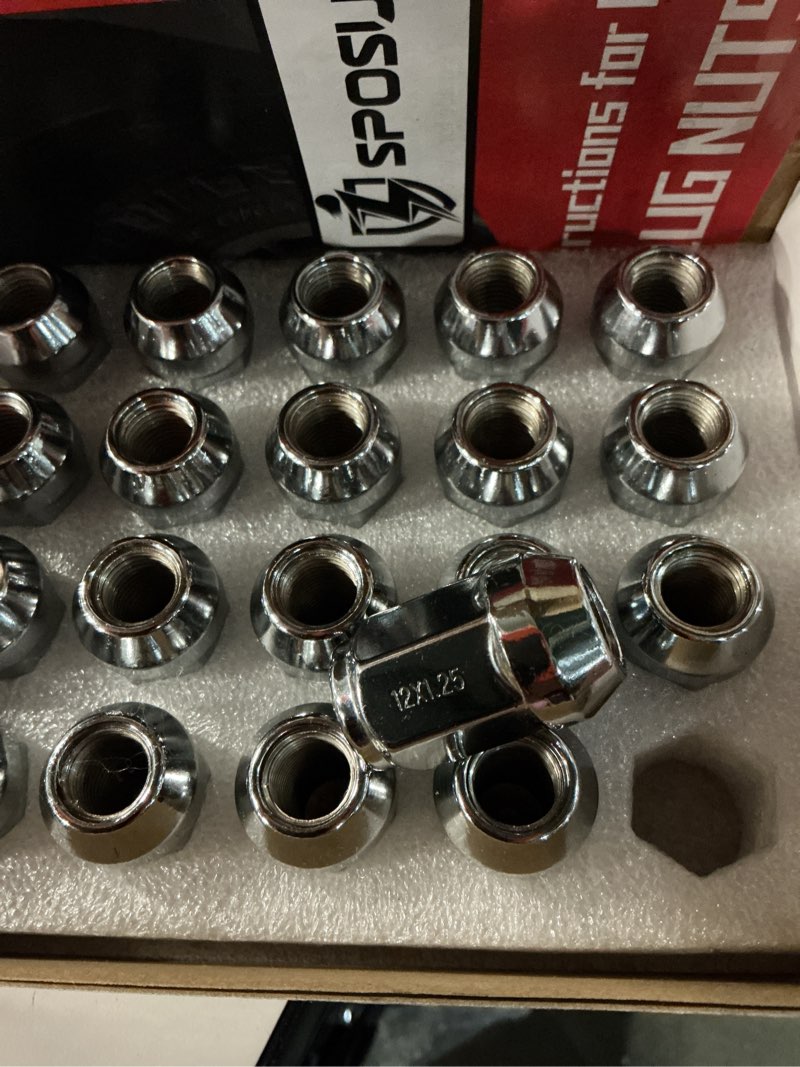 Condition photo showing New/Like New for 20pcs car m12x1.5 25mm bulge acorn wheel lug nuts cone seat steel universal silver tone