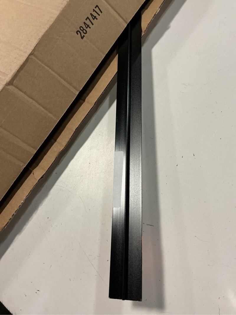 Condition photo showing As Is for trimold 3pcs aluminum t molding trim & floor transition strips, flat divider strip for door threshold and joining flooring gaps of laminate planks tile (2.9ft x 0.8in, matte black) 2.9ft x 0.8in matte black 3