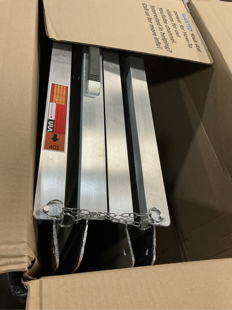 Condition photo showing As Is for VNN Portable Wheelchair Ramp 5FT, Seamless Non-Slip Aluminum Material Handling Ramps for Wheelchairs for Home, Handicap Wheelchair Ramps for Home Steps, Aluminum Loading Ramps for Home Steps Aluminum 5FT (Usable height 5-15 inch)