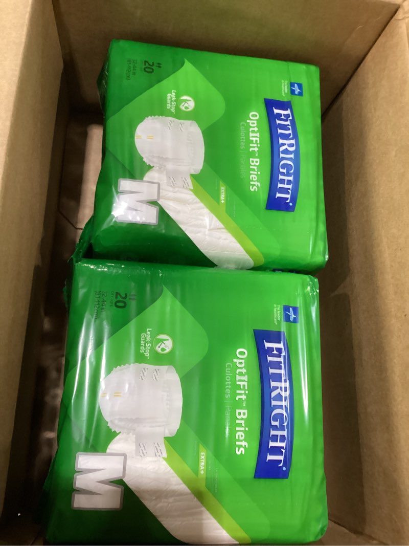 Condition photo showing New/Like New for FitRight Adult Diapers, Extra+ Heavy Absorbency, M (Waist Size 32in-44in), 40Count, OptiFit Incontinence Briefs for Men and Women, Disposable, Moisture-Wicking, Leak Protection, 40 Count Medium