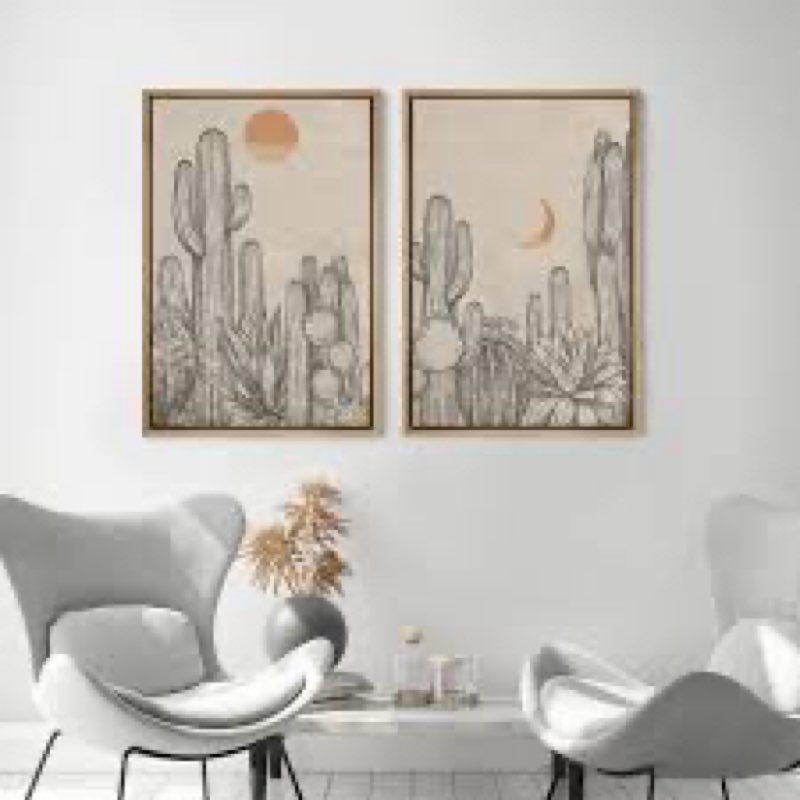 Grunge Pastel Paint Stroke Landscape Abstract Shapes  2 - Piece 24 x 36