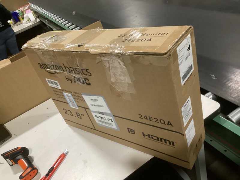 Condition photo showing As Is for Amazon Basics 24-inch IPS Monitor 75 Hz Powered with AOC Technology FHD 1080P HDMI, Display Port and VGA Input VESA Compatible Built-in Speakers for Office and Home, Black