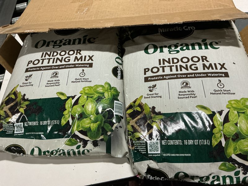 Condition photo showing Good Condition for miracle-gro organic indoor potting mix, protects against over and under watering, for indoor container plants, houseplants and starter plants, omri listed, 8 qt., 2-pack 8qt (2-pack) indoor