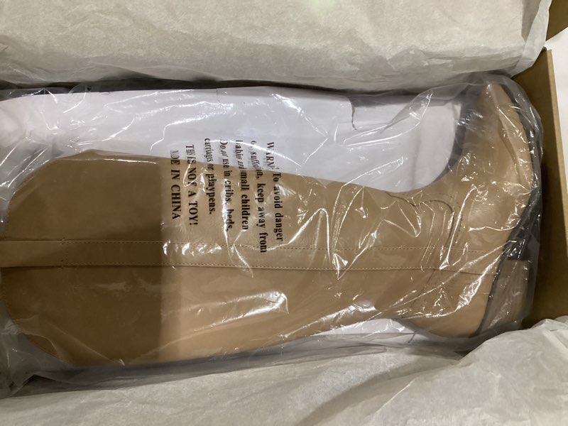 festooning Women's Knee High Boots Pointed Toe Inner Zipper Western Cowboy Boots Pull On Chunky Heel