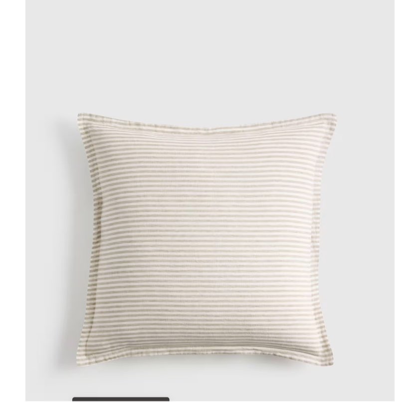 european linen euro sham, euro, willowleaf/white stripe