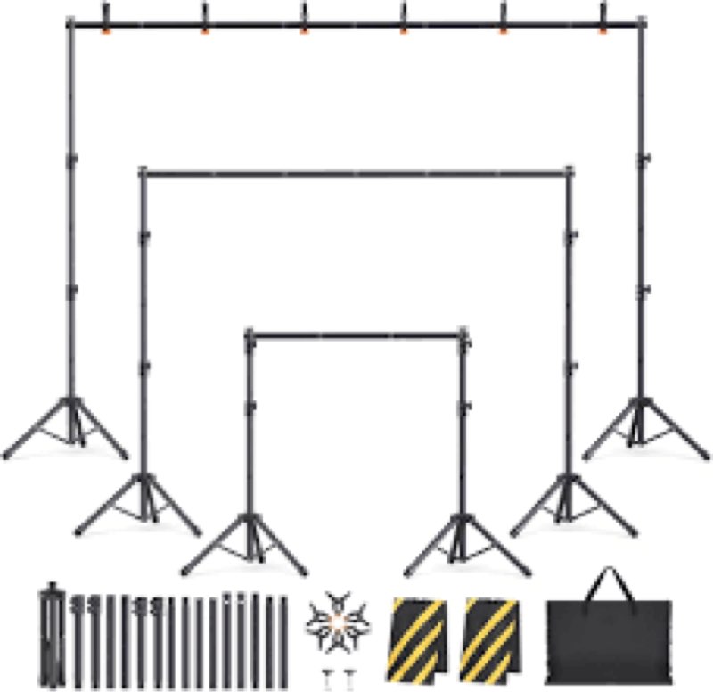 Eocnrhe Backdrop Stand Kit - 6 Widths, 10x7.5ft Adjustable Background Stand for Parties & Studio Pho