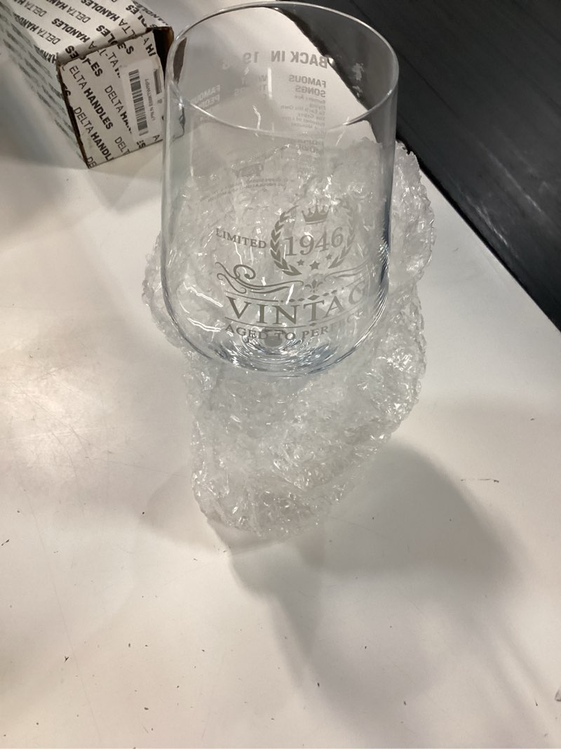 Condition photo showing Good Condition for 90th birthday gifts for women, 1936 vintage 18 oz stemmed wine glass, back in 1936 old time information, 90th brithday gifts for her, 90 year old birthday decorations for women, gift for female 90s 1936 (90th)