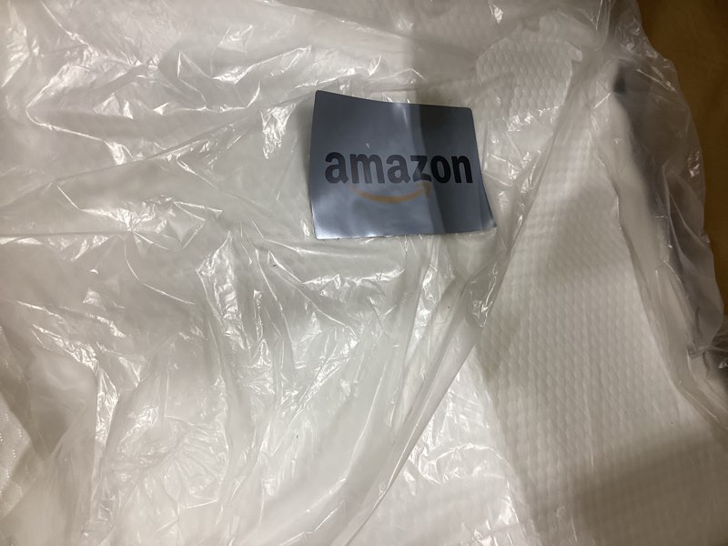 Condition photo showing As Is for Bedluxe Wedge Pillow, 10 inch Bed Wedge Pillow for Headboard, Pillow Wedge for Acid Reflux Relief, Sleeping, Back Pain Relief, Snoring, Triangle Pillow Wedge, White/Grey 24*24*10 Inch White Grey