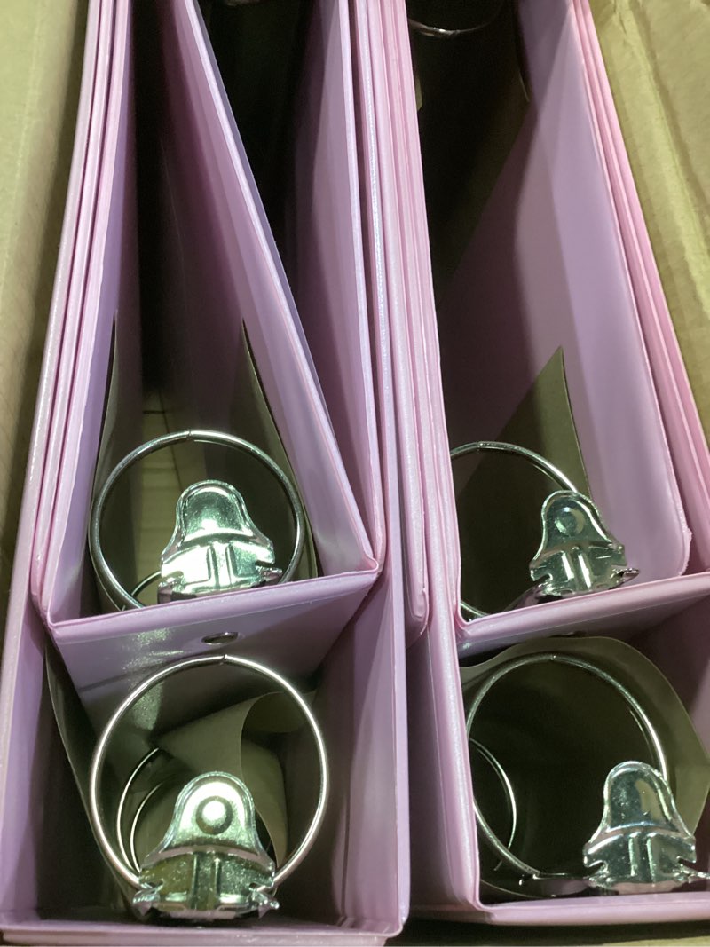 Condition photo showing New/Like New for 2-inch 3-ring binder with pockets, basic binders 1''2'' color binders, holds letter size 8.5'' x 11'',450 sheet capacity, bundle 6 pack for back to school (2'' pink- 6 packs) 2-inch pink